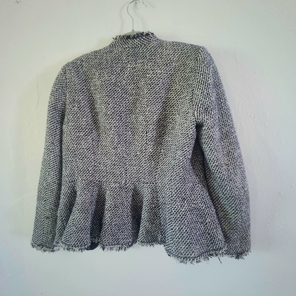 Rebecca Taylor Tweed Peplum Blazer, size 4, black and white